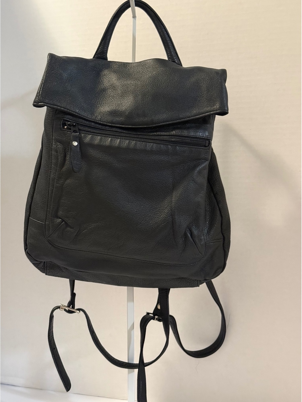 Black leather backpack